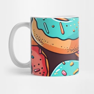 Donuts Pattern Line Drawing Colorful, Birthday Gift ideas for Donuts Lover Mug